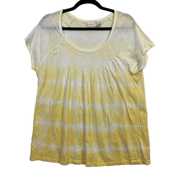 Chico's Yellow Shirred Yoke Cotton Top Size Extra Large - Picture 1 of 5